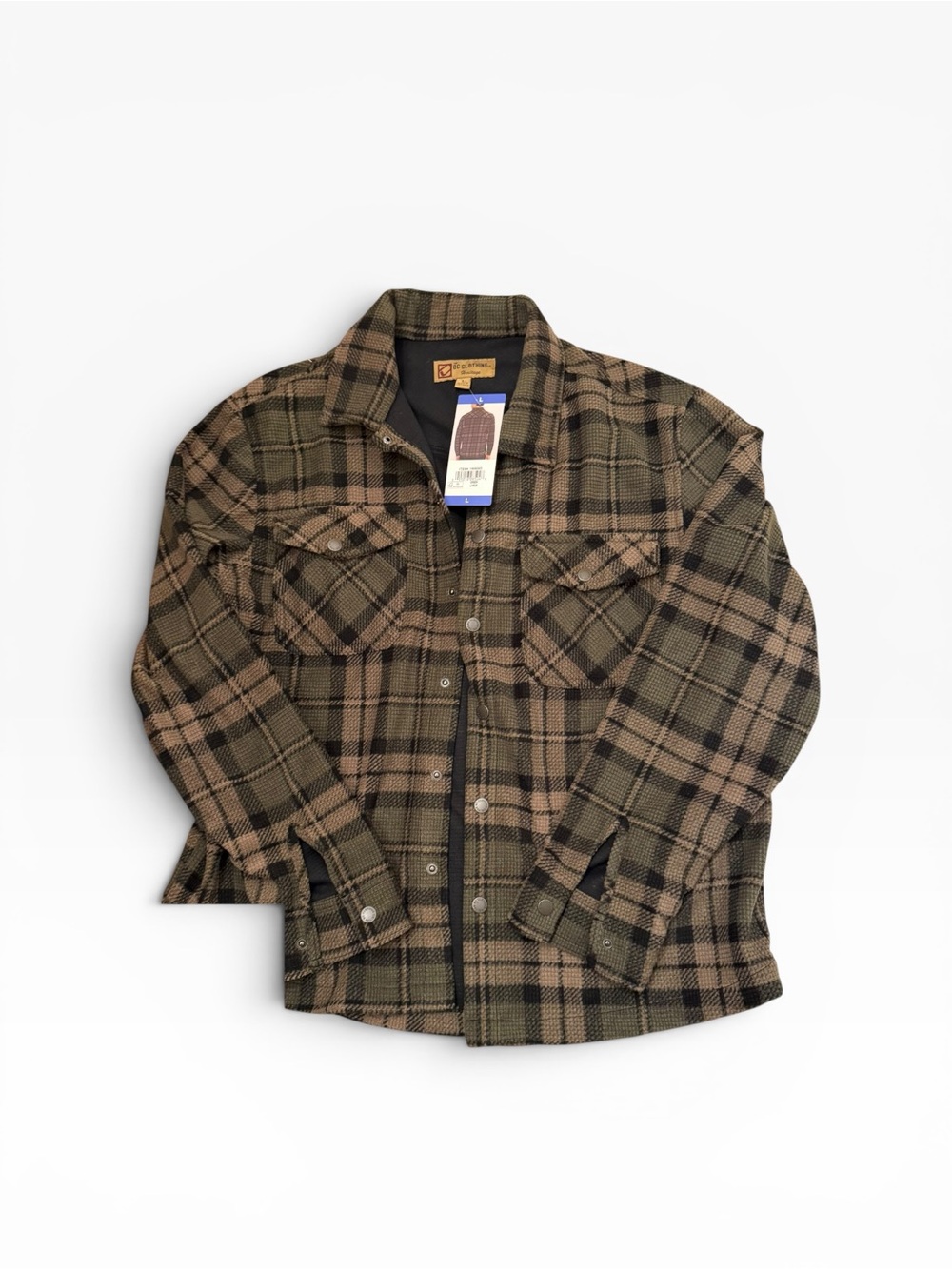 Olive & Tan Plaid Button-Up Jacket